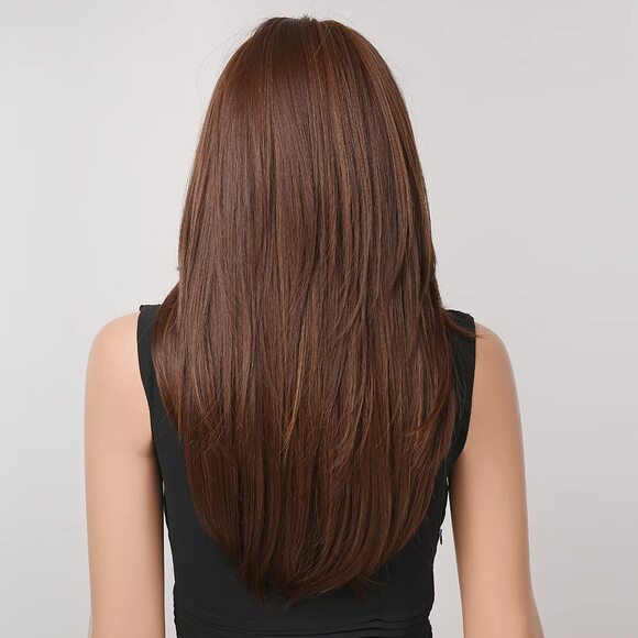 HAIRCUBE Long Layered Synthetic Hair Wigs for Women with Bang - Picture 2 of 4